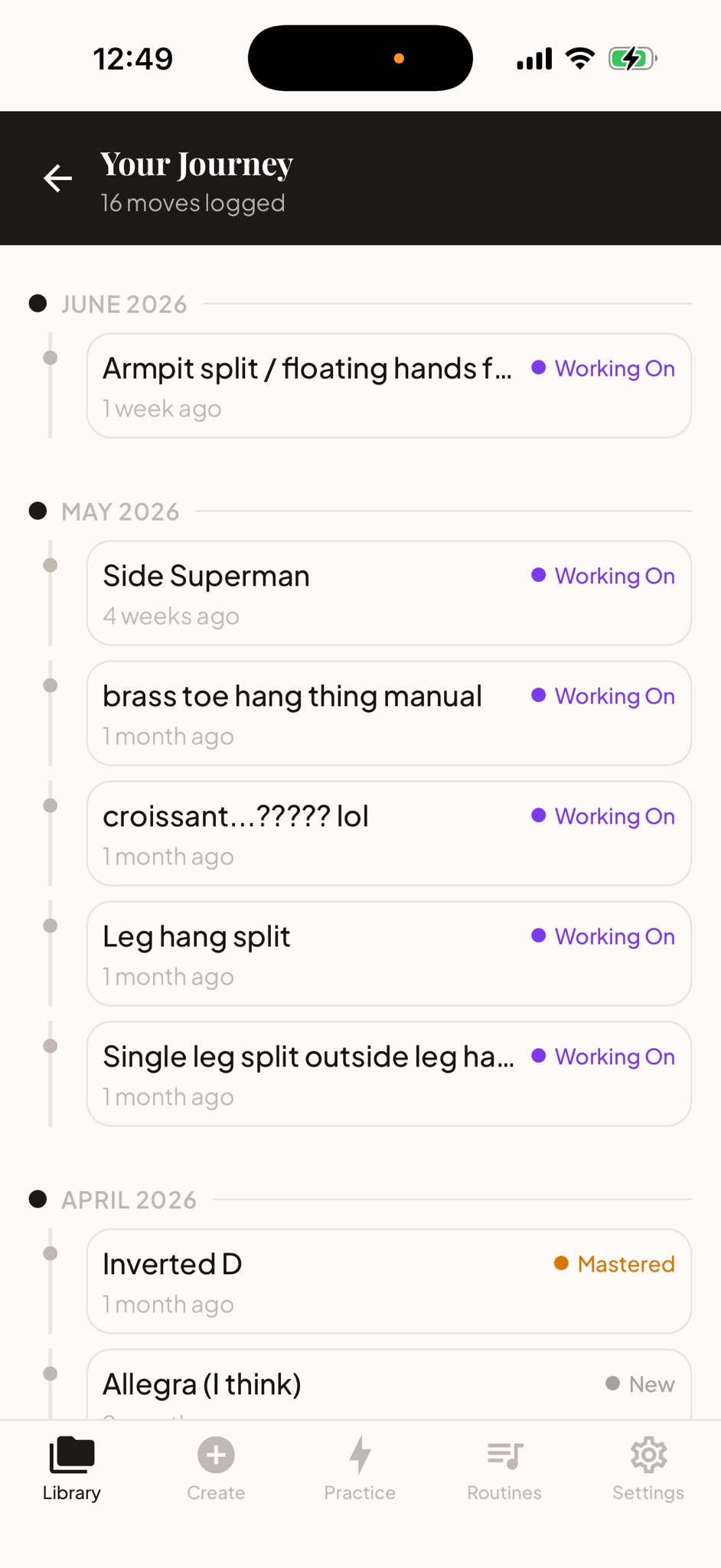FlowVault journey map — your moves laid out as a path of progress